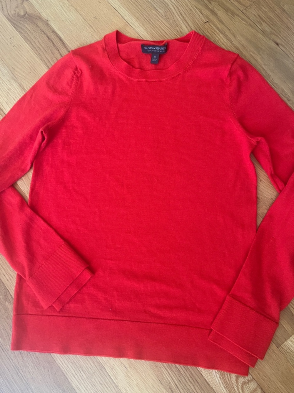 Banana Republic Bright Red Merino Wool Crewneck Sweater